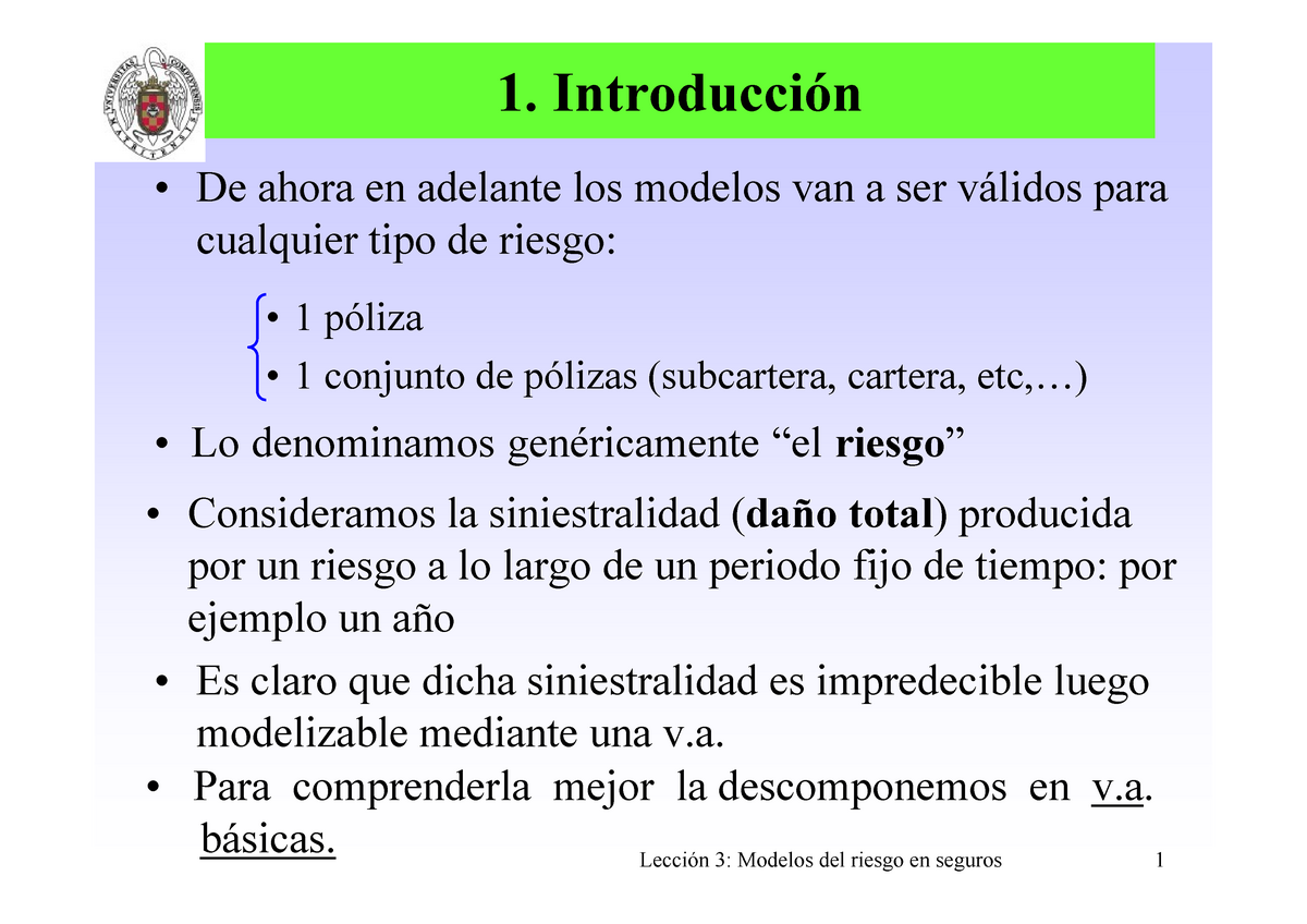  1 - Apuntes 2 - • 1. Introducción De ahora en adelante  los modelos van a ser - Studocu