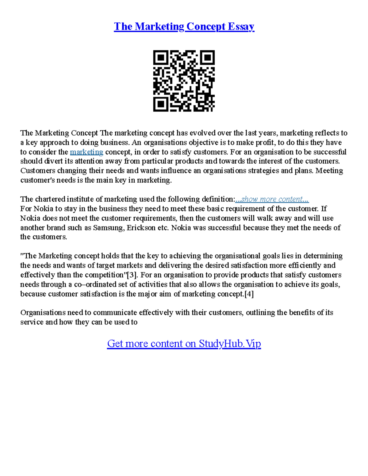 What Is A Concept Essay - The Marketing Concept Essay The Marketing ...