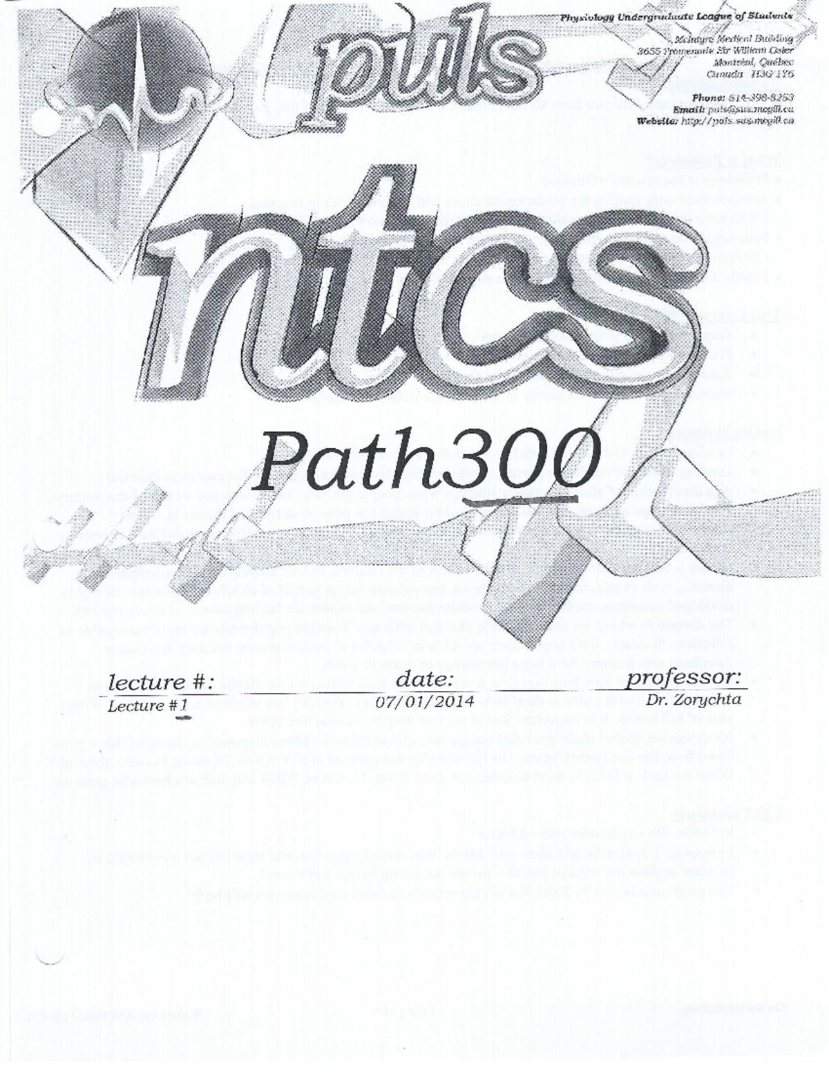 Human Disease - Lecture notes - PATH300 set 1 - Path 300 - Studocu