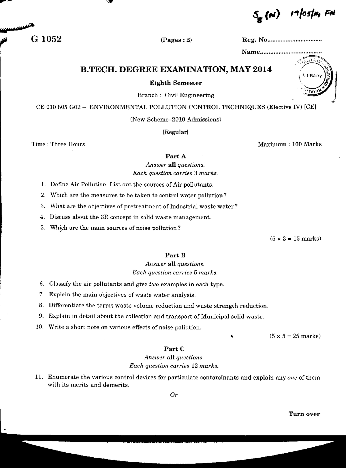 s8ce-environmental-pollution-control-techniques-s8-b-tech-mgu-2014-may