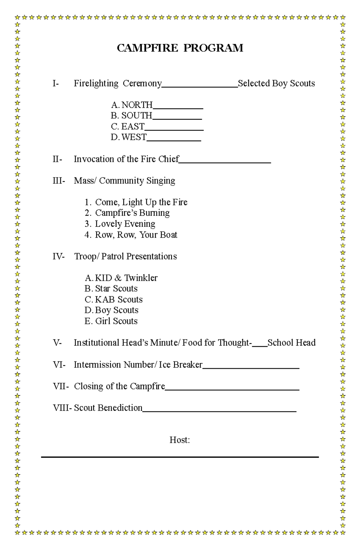 Campfireprogram reading CAMPFIRE PROGRAM I Firelighting Ceremony