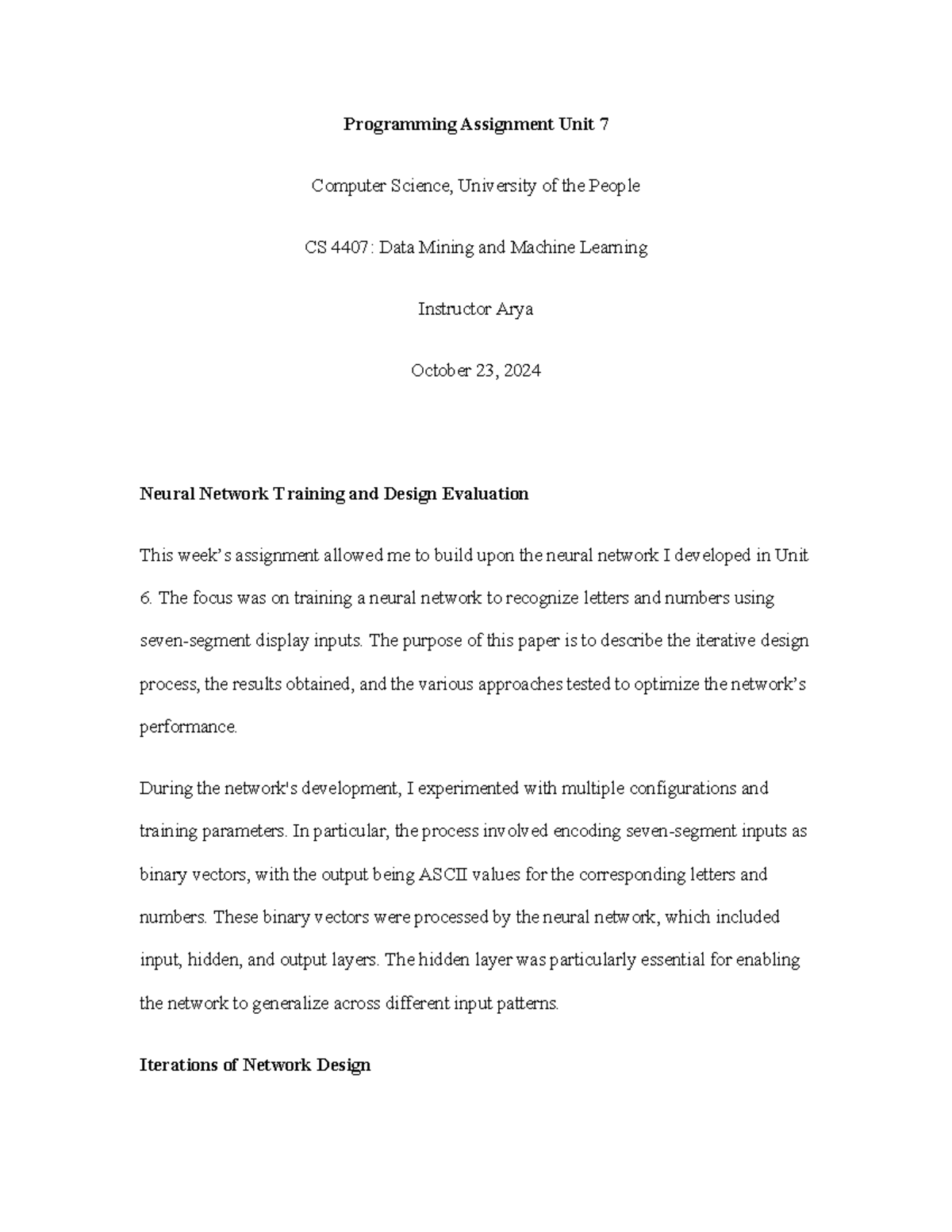 Data mining and machine learning PA unit 7 - Programming Assignment ...