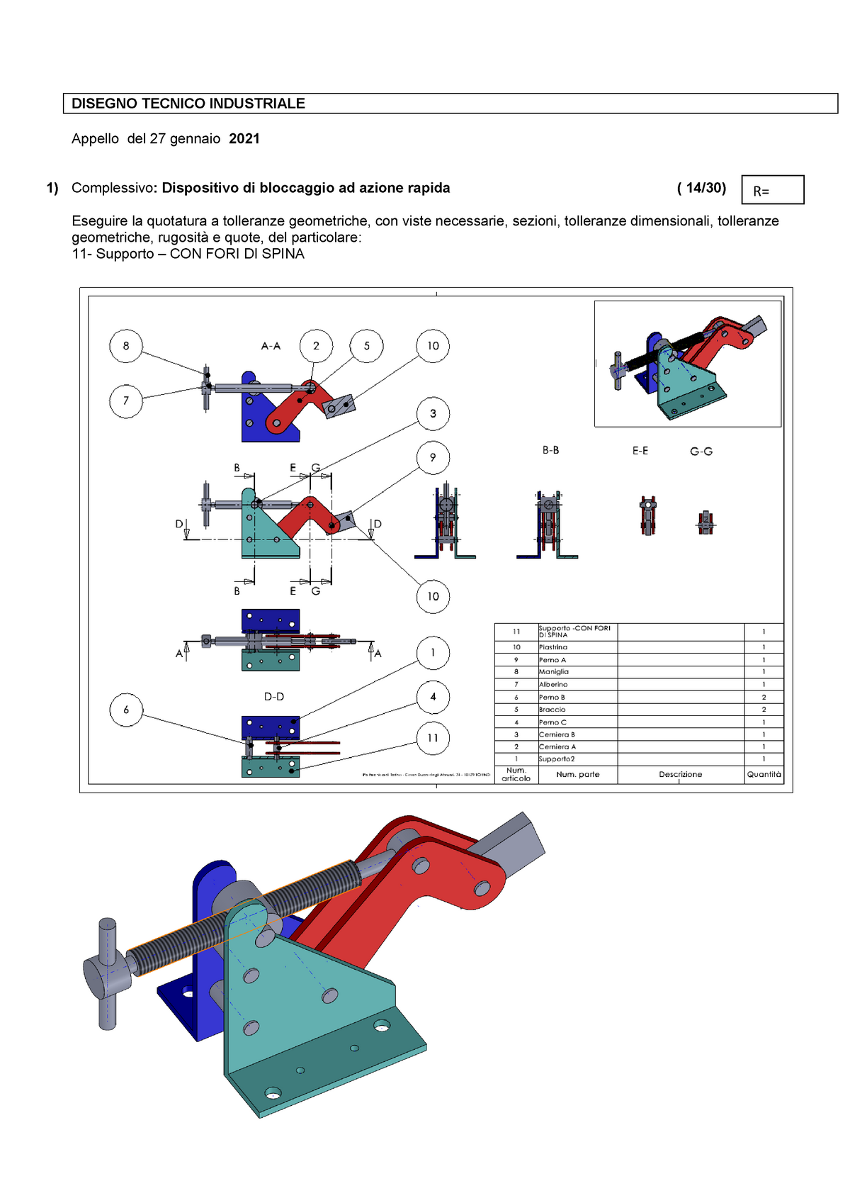 Esame 27 01 2021 Disegno Tecnico Industriale Appello Del 27 Gennaio