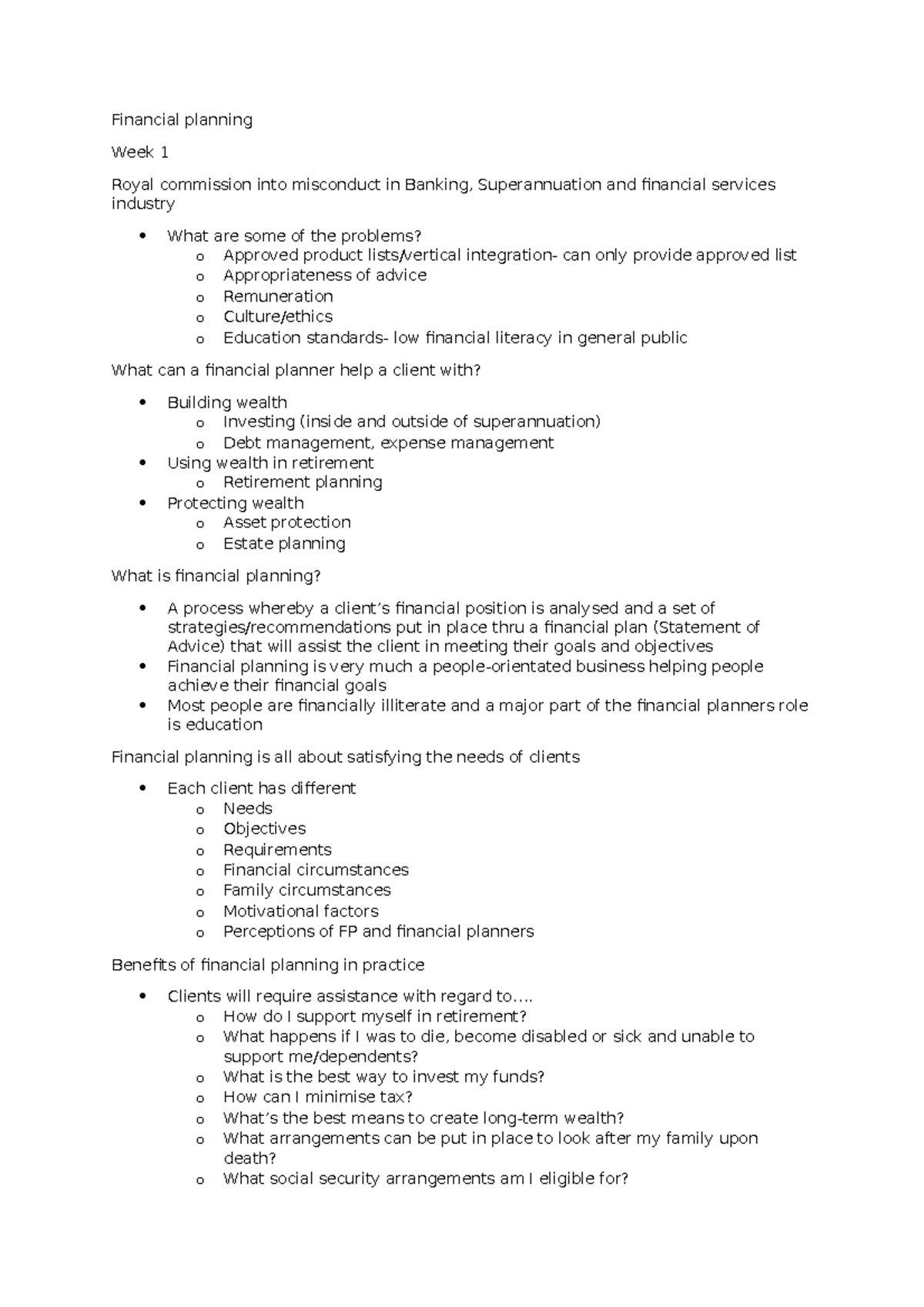 Financial planning Three of the more important Policy Statements o