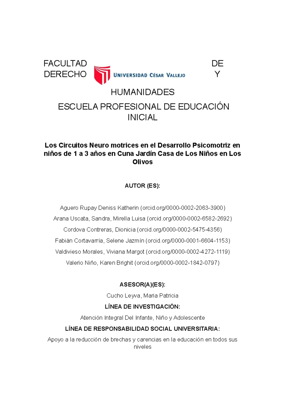 Investigacion Cuna Facultad De Derecho Y Humanidades Escuela Profesional De EducaciÓn 6320