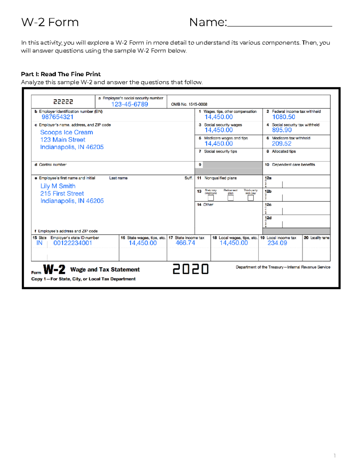 Copy of W-2 Form - W-2 Form Name:__________________ In this activity ...