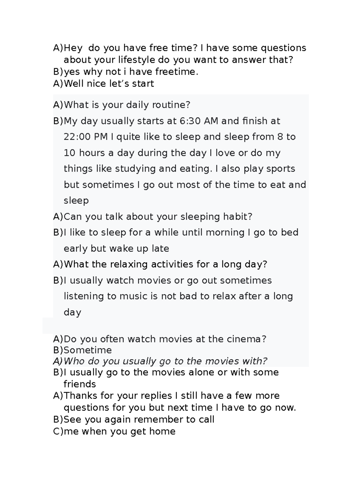 New Microsoft Word Document - A)Hey do you have free time? I have some ...