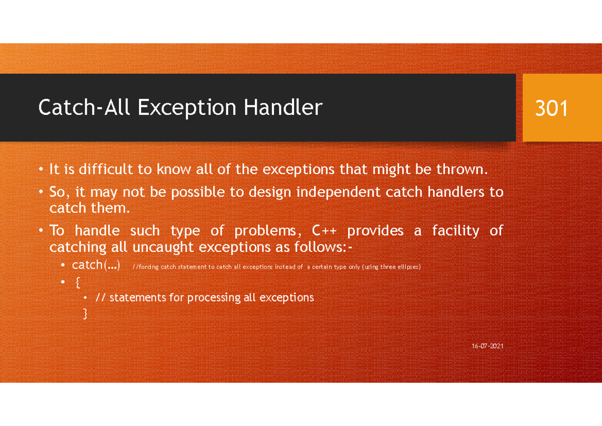 Full digital21 Complete notes on catch all exception handler Catch