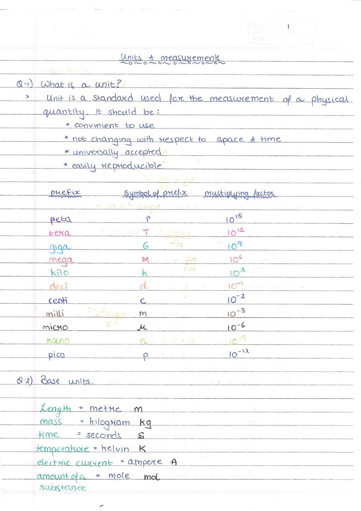 1 - Units And Measurements - (knits Wk ‘\O~o~°~ O~O~Q~Q~ 1* Conv'mienb ...