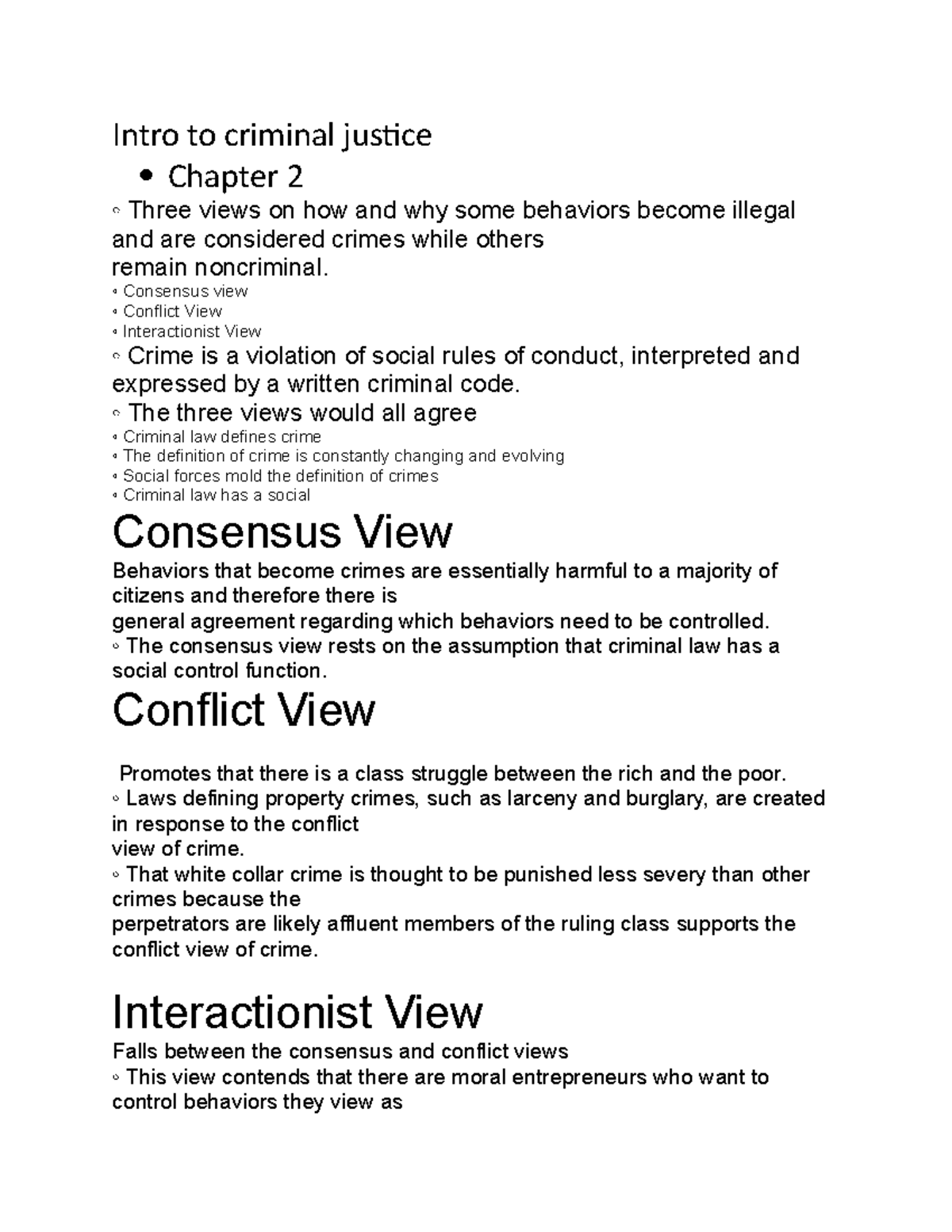 Online Notes Pt 2 - Intro To Criminal Justice Chapter 2 Three Views On ...