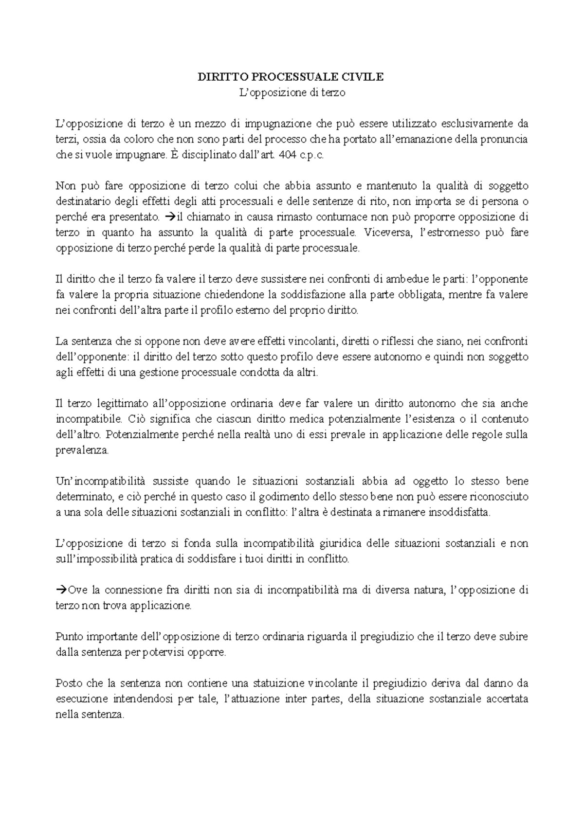 Opposizione Di Terzo All'esecuzione Fac Simile