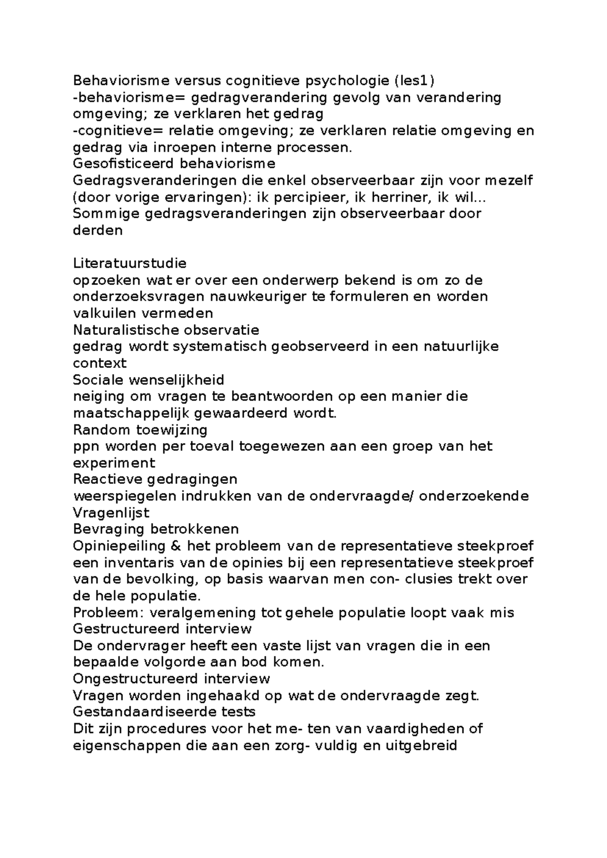 Begrippenlijst Met Uitleg - Behaviorisme Versus Cognitieve Psychologie ...