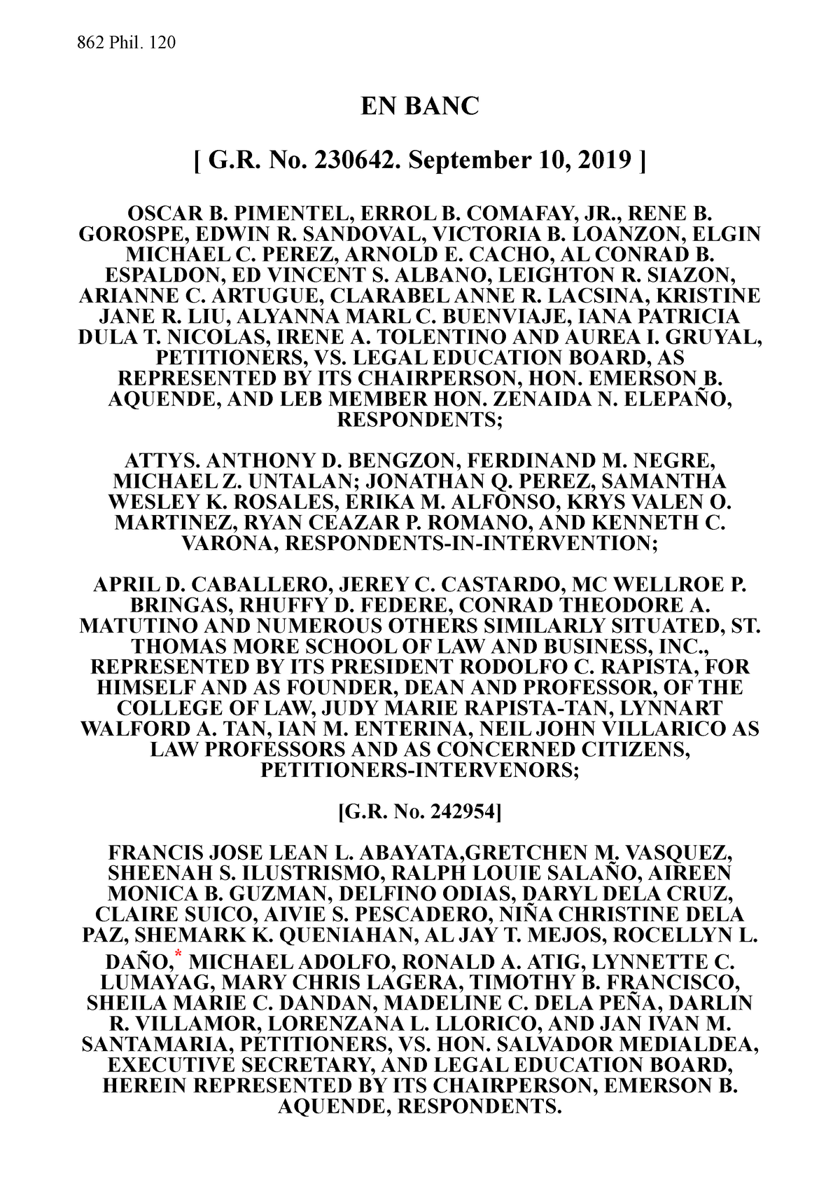 3.1 Pimentel, Et Al. V. Legal Education Board - 862 Phil. 120 EN BANC ...