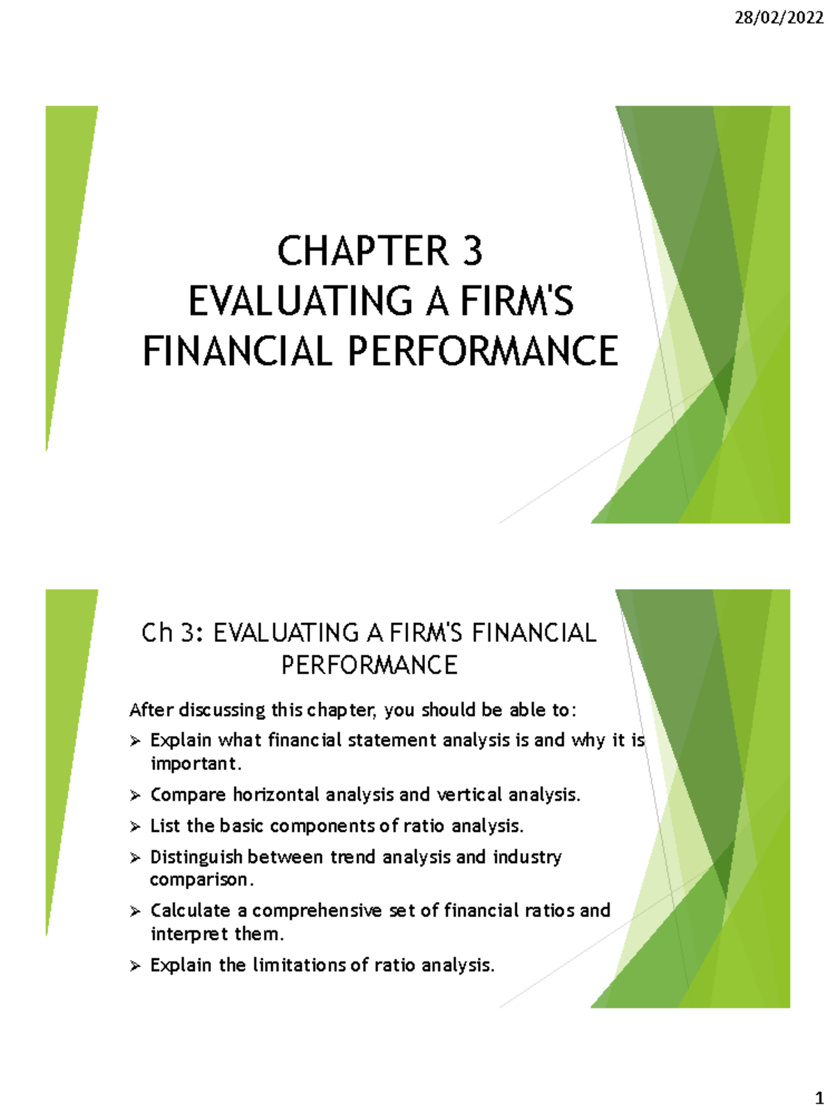 Chapter 3 Evaluating A FIRM'S Financial Performance - CHAPTER 3 ...