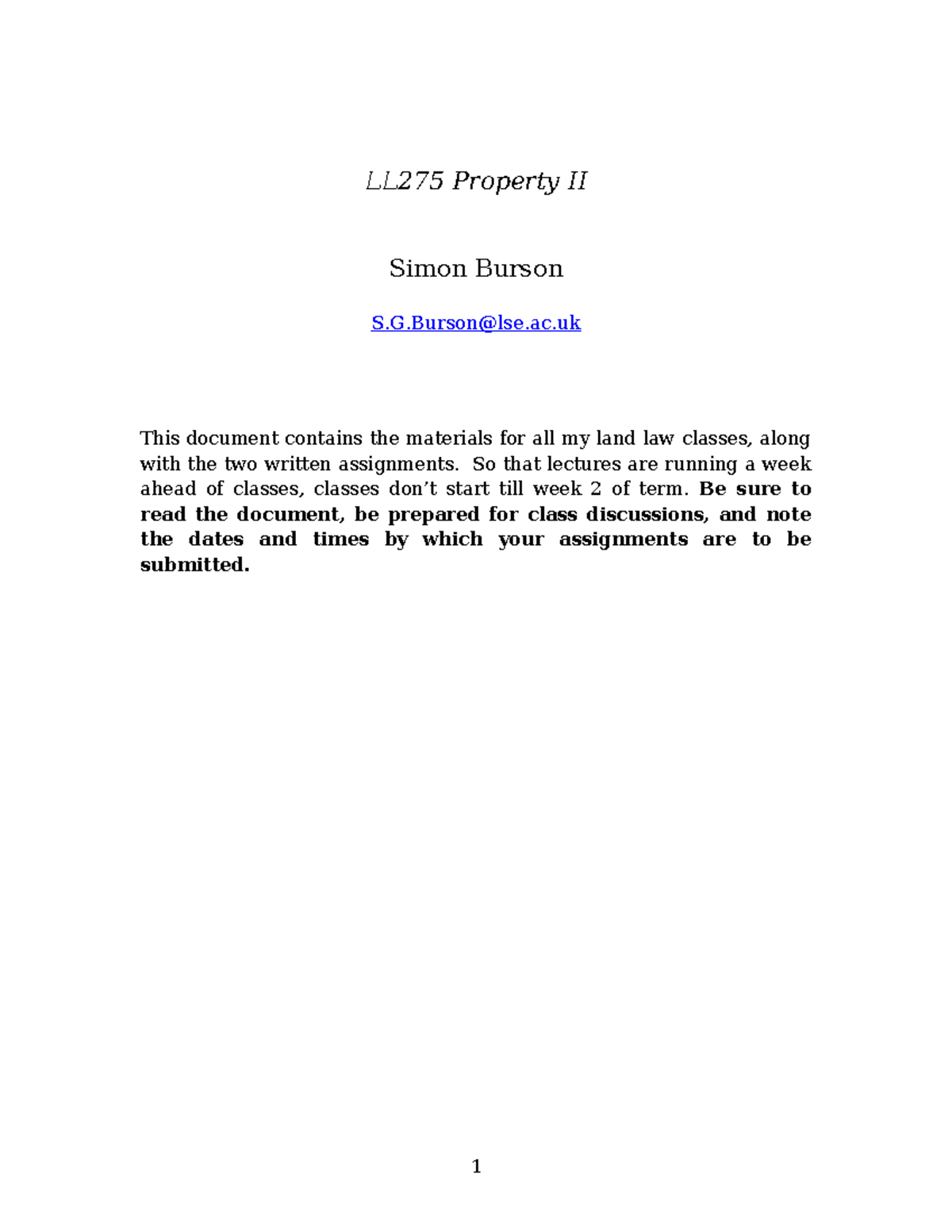 Property II classes AT 2023 - Simon Burson - LL275 Property II Simon ...