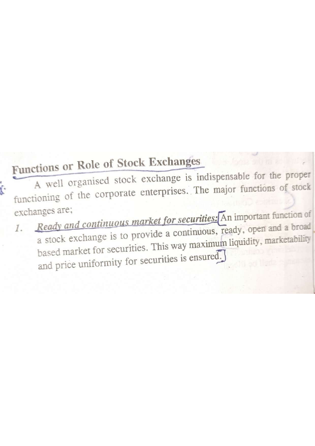 Functions Or Role Of Stock Exchanges - Bcom Finance - Studocu