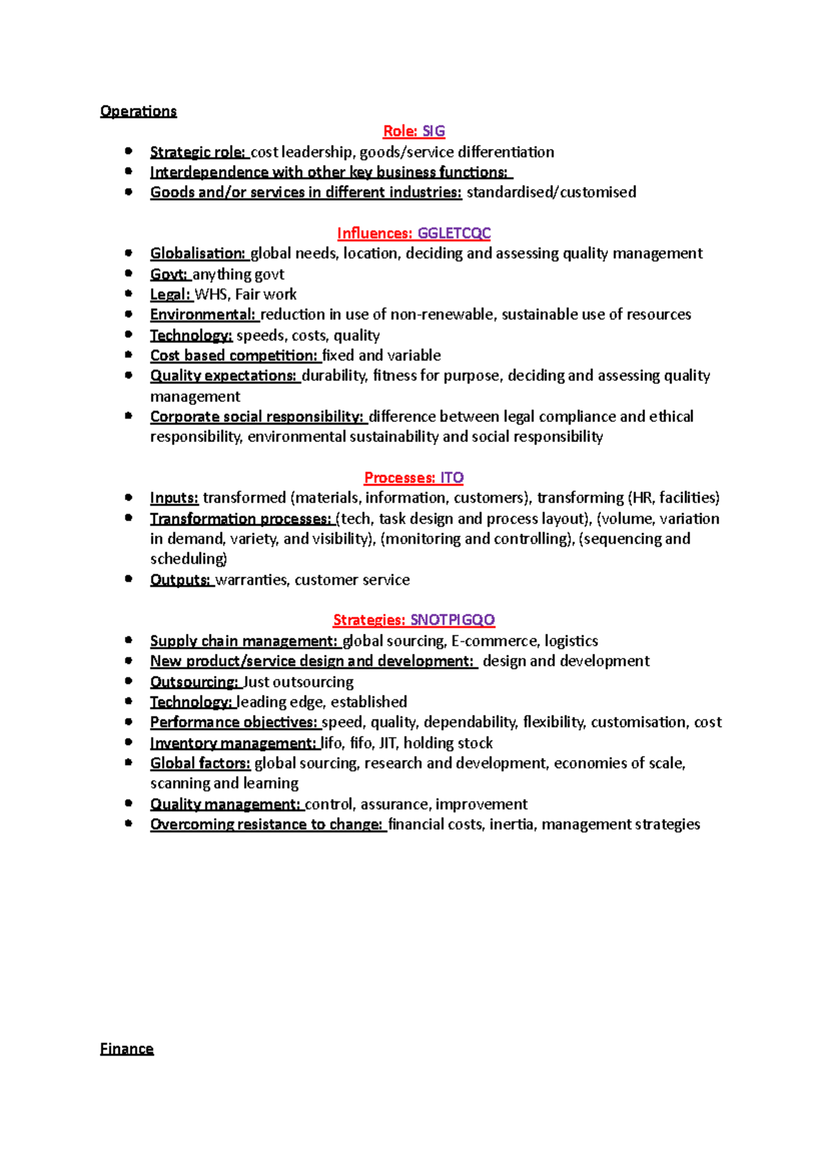 All descriptions full syllabus - Operations Role: SIG Strategic role ...