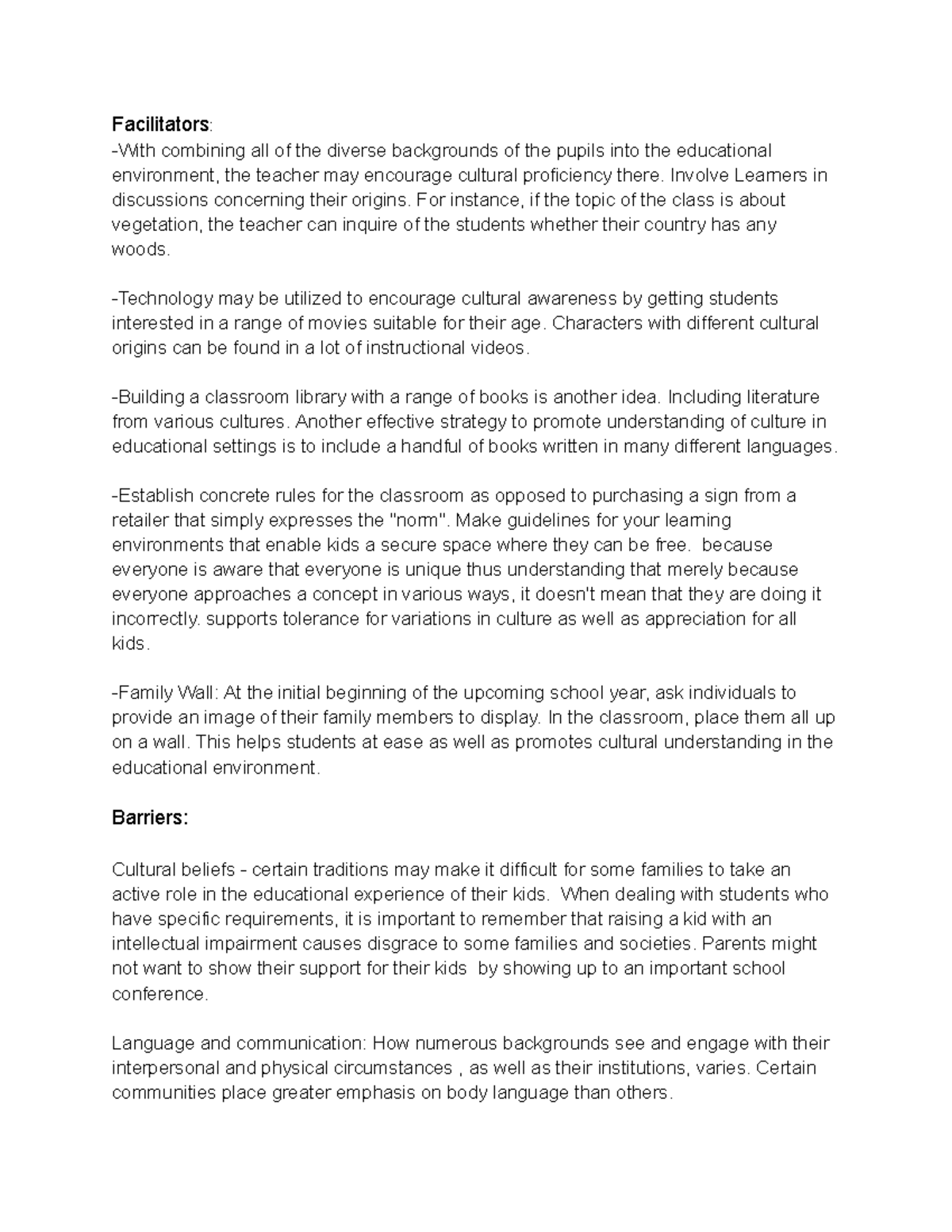 Mimi - Idk - Facilitators: -With combining all of the diverse ...