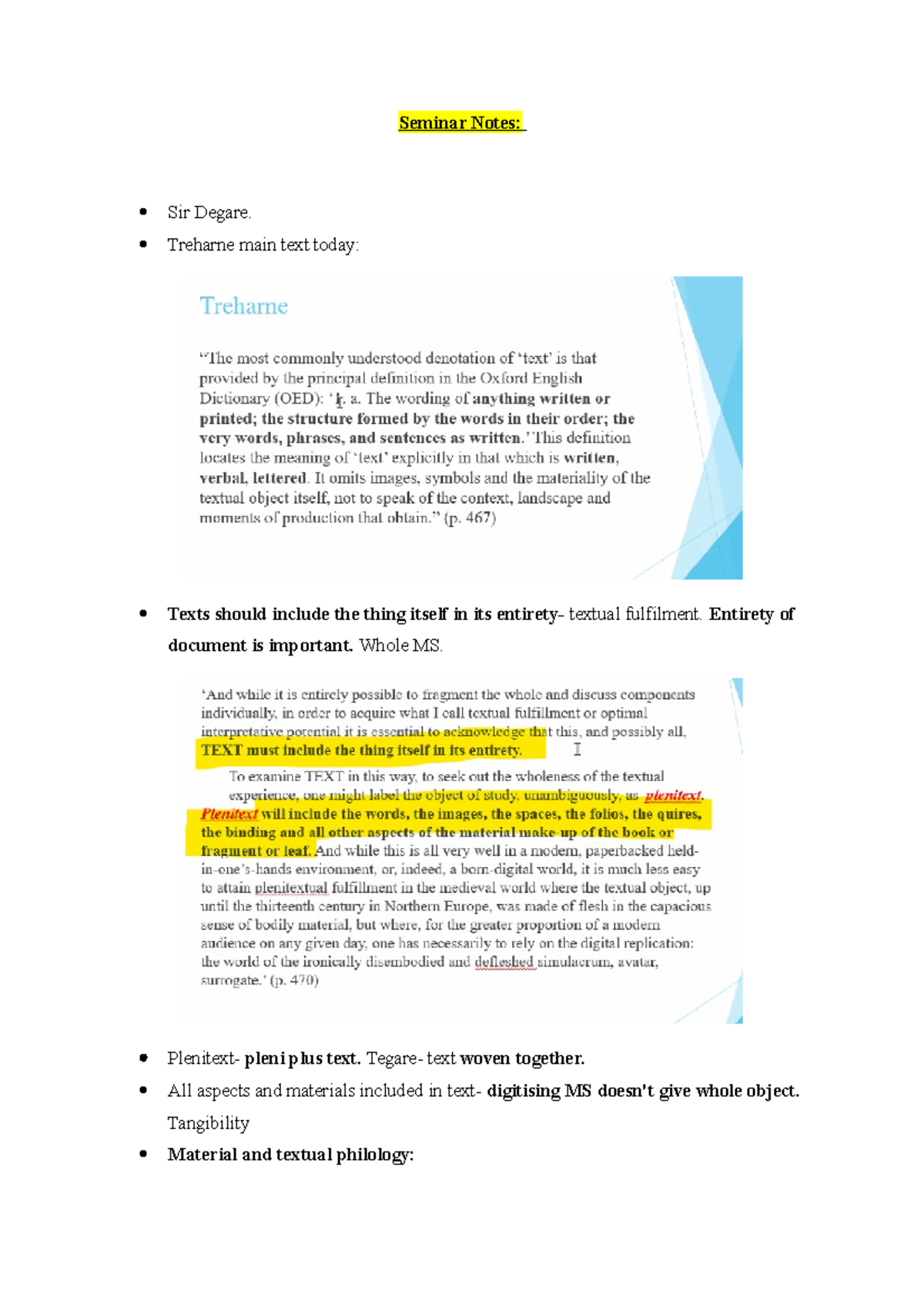 Medieval Module Notes - Seminar Notes: Sir Degare. Treharne main text ...