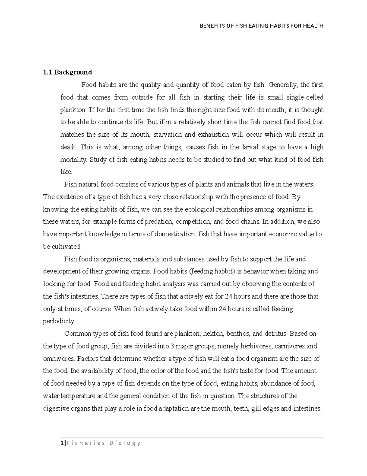 Benefits OF FISH Eating Habits FOR Health 1 Background Food habits