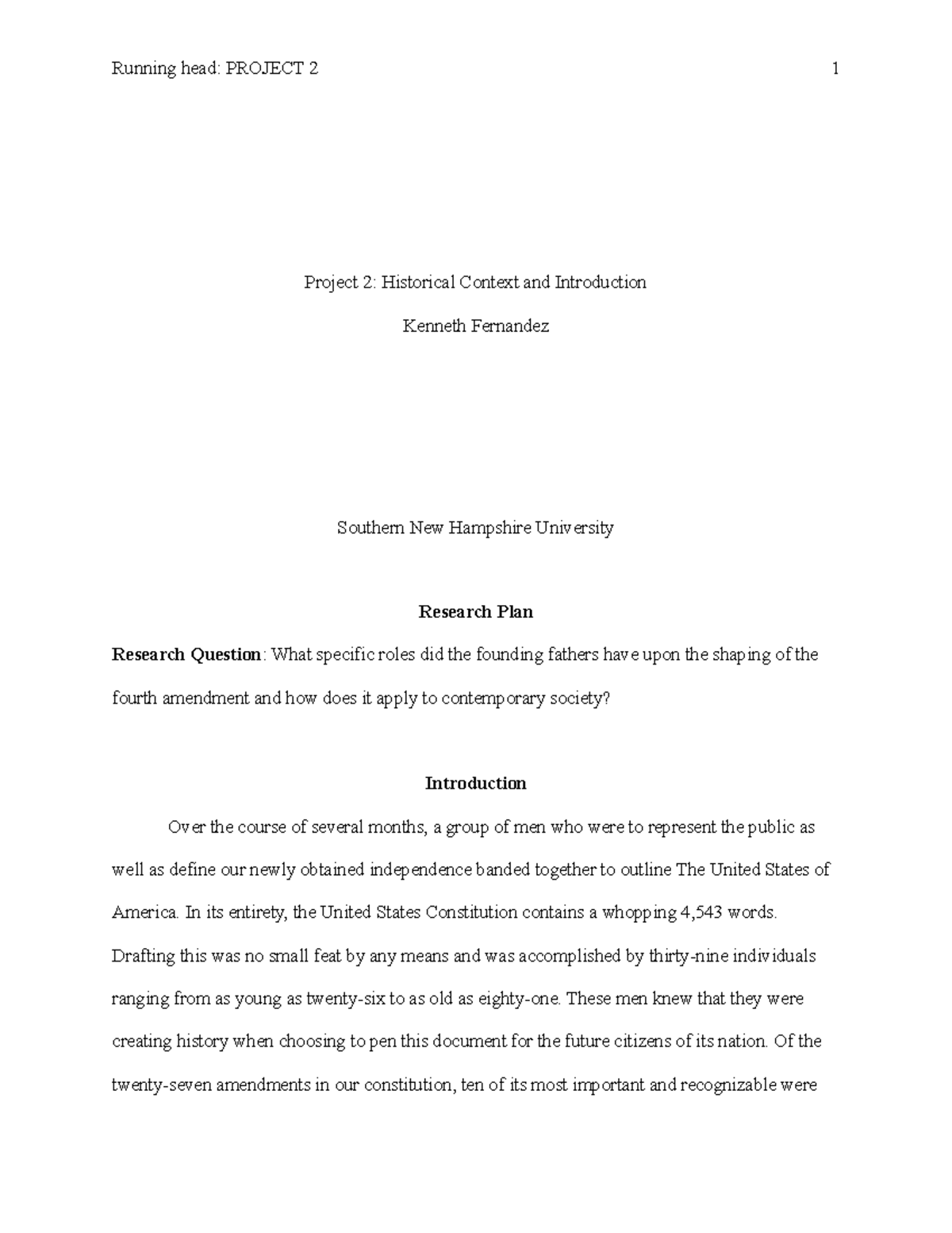 Project 2: Historical Context and Introduction - Running head: PROJECT ...