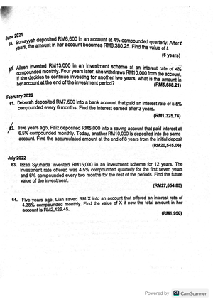 Sample Appendix MAT112 - LIST OF FORMULA Simple Interest 1. Simple ...