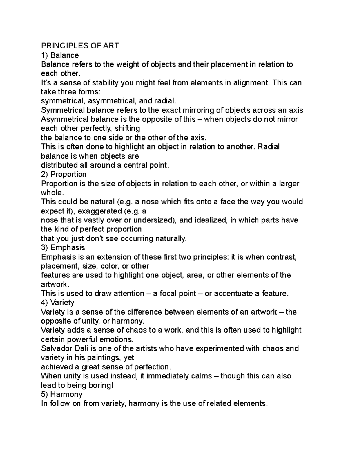 ART Midterm Reviewer PRINCIPLES OF ART Balance Balance refers to the