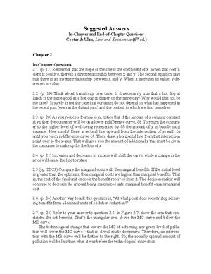 Cooter and ulen law and economics answers chapter 8