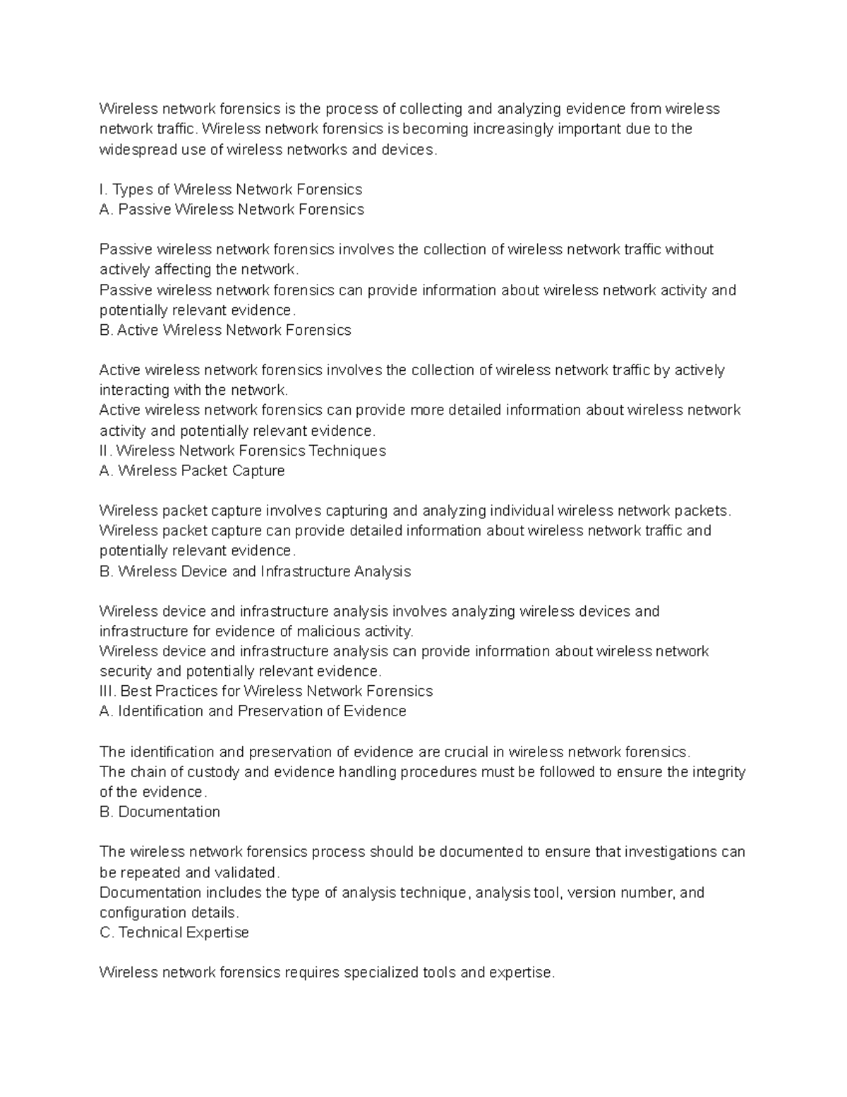 Wireless Network Forensics Notes - Wireless network forensics is the ...