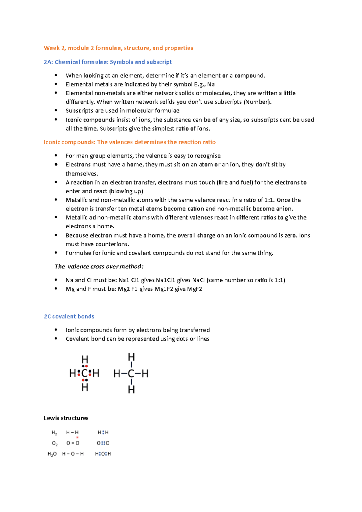 Week 2 fromalue and structure - Week 2, module 2 formulae, structure ...