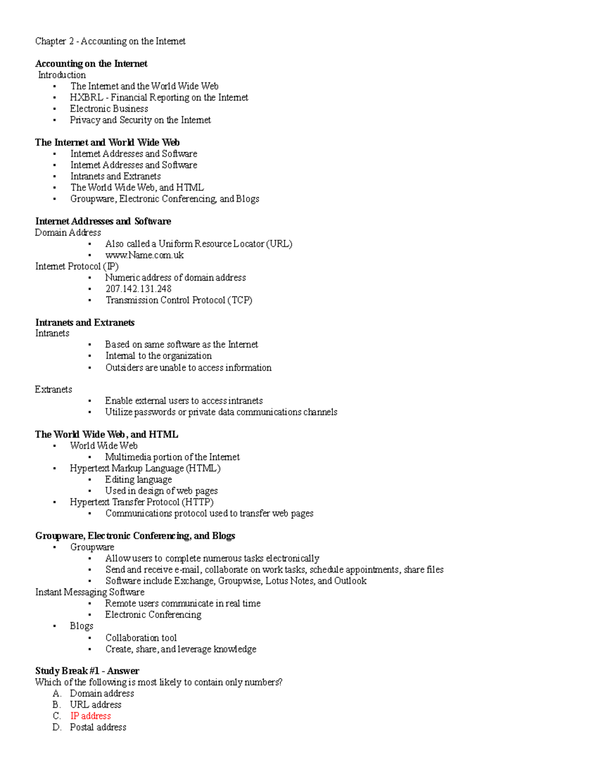 Acctg 307 - Ch. 2 Notes - Chapter 2 - Accounting on the Internet ...