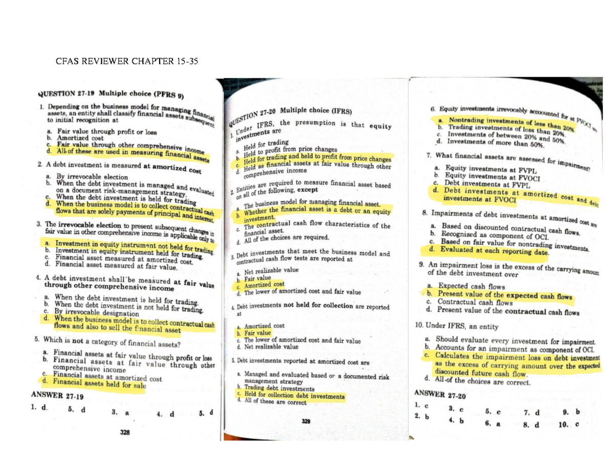 Reviewer Chapter 15-35 - BS Accountancy - CFAS REVIEWER CHAPTER 15 ...