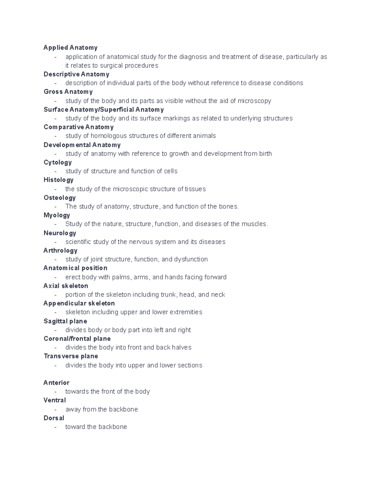 Quiz 1 - COMD 380 - Applied Anatomy - application of anatomical study ...