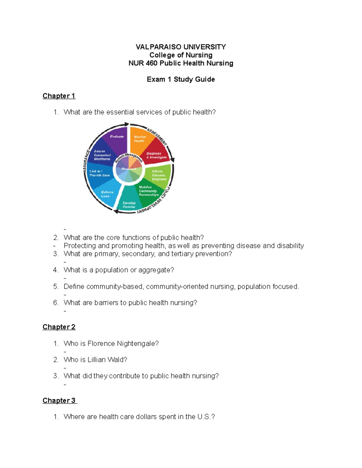 Public Health Nursing Exam 1 Study Guide - Studocu