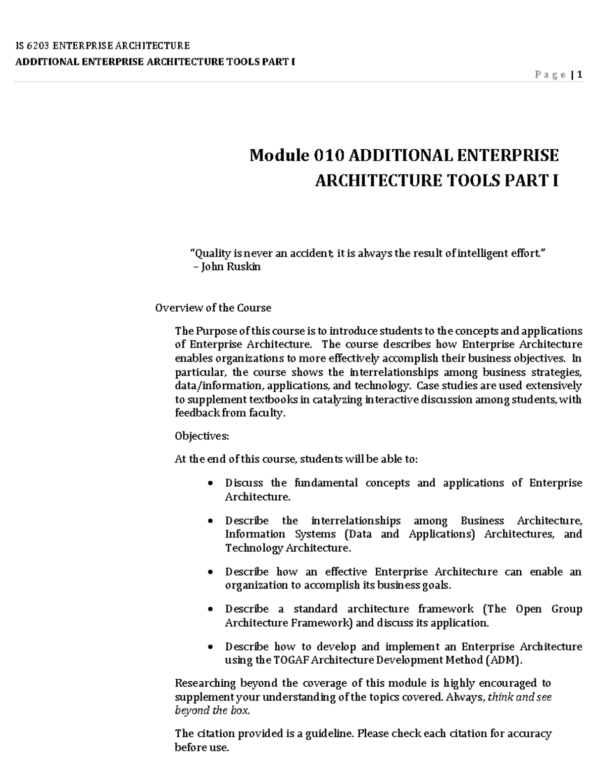 W12- Module 0010- Additional Enterprise Architecture Tools PART I ...