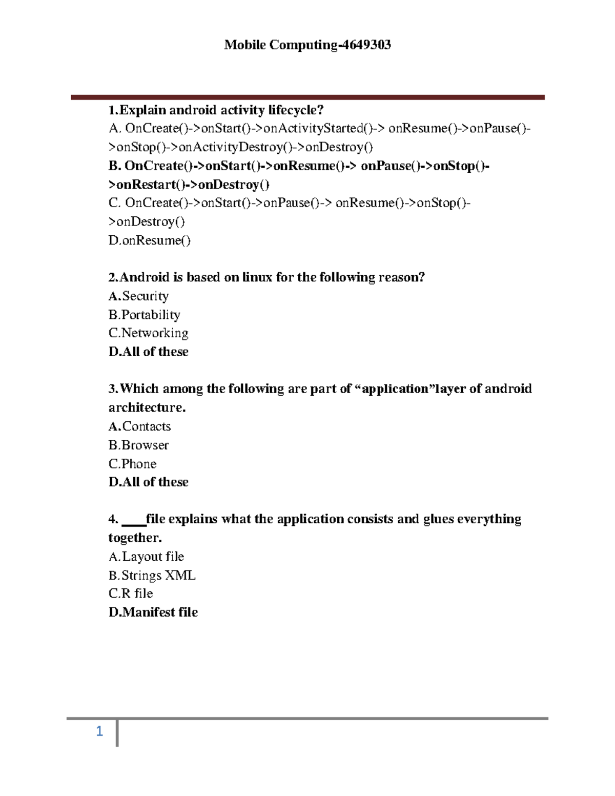 Mcq Of Mobile Computing4649303 Mobile Computing GTU Studocu