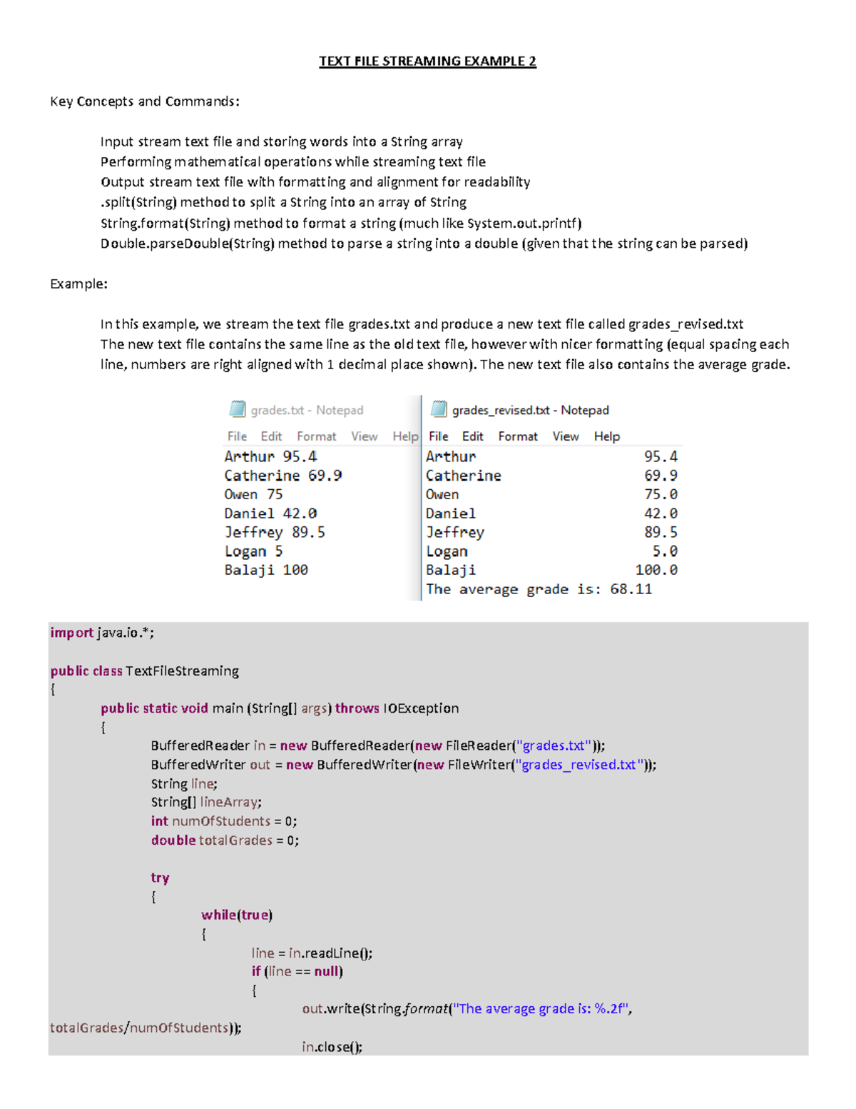 Text File Streaming Example 2 - TEXT FILE STREAMING EXAMPLE 2 Key ...