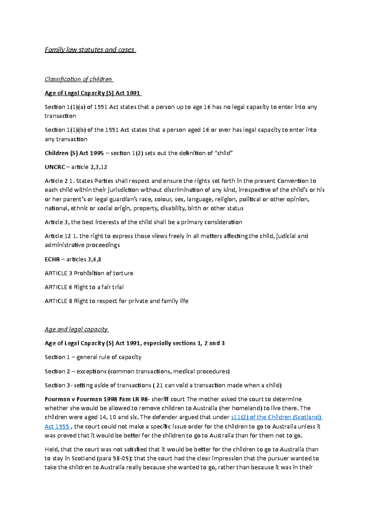 Family law statutes and cases Family law statutes and cases