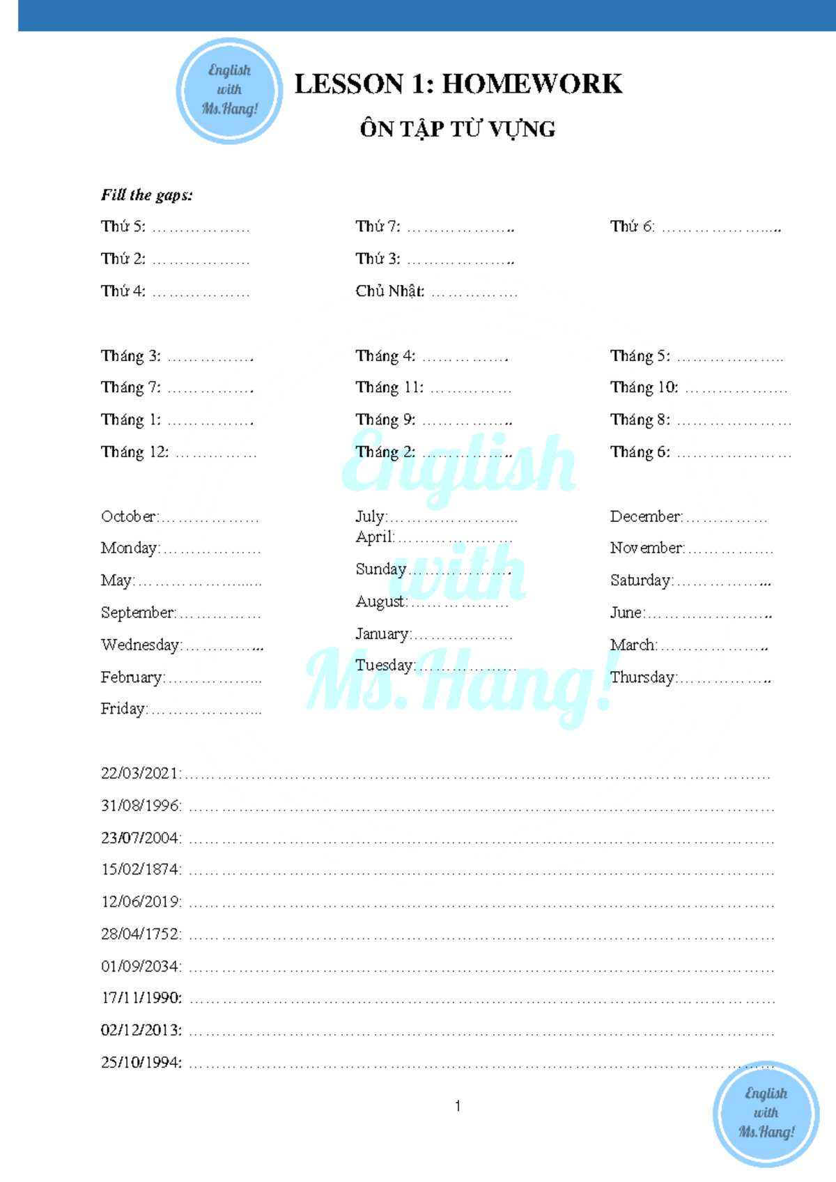 1%20-%20Homework%20(tu%CC%9B%CC%80%20vu%CC%9B%CC%A3ng) - 1 LESSON 1 ...