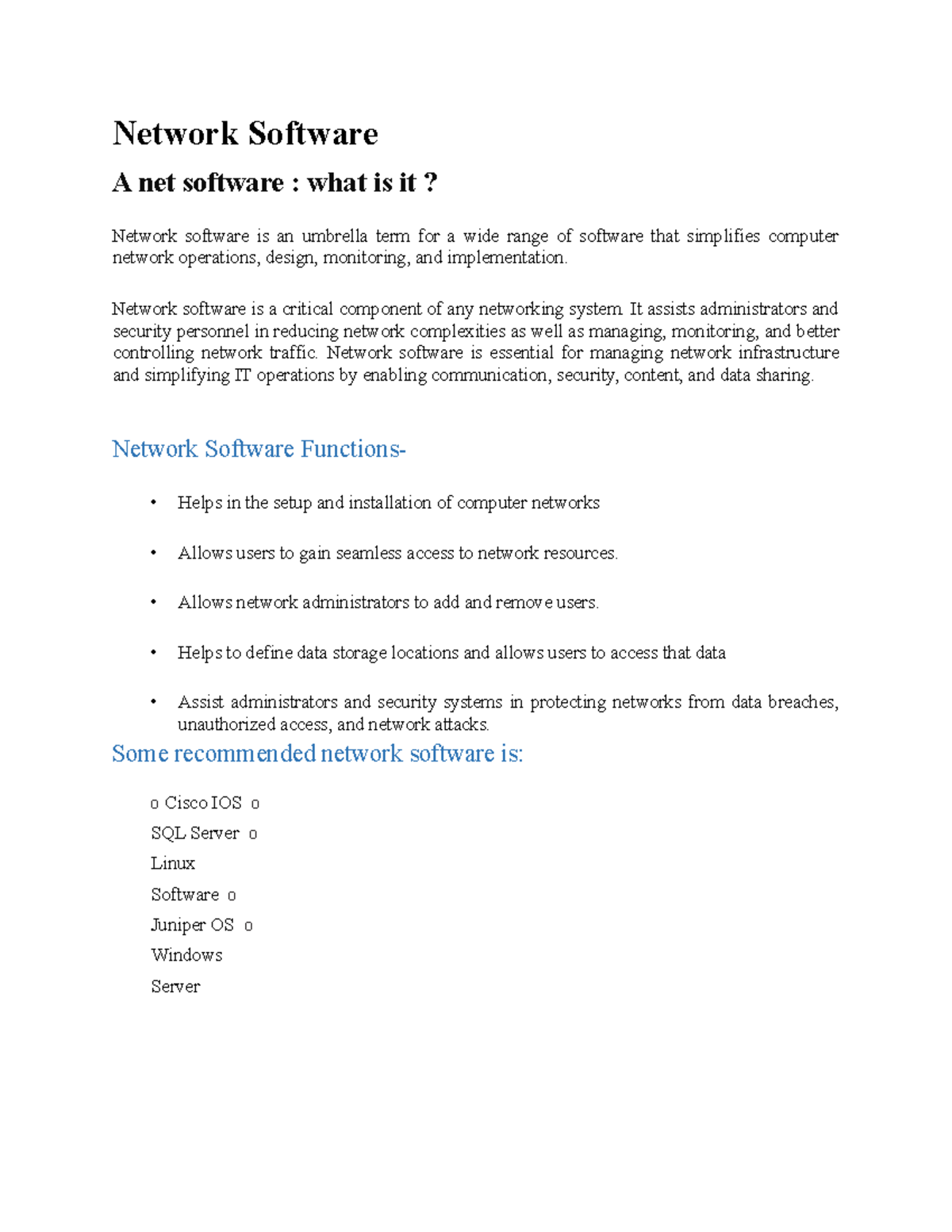 Network Software - Network software is a critical component of any ...