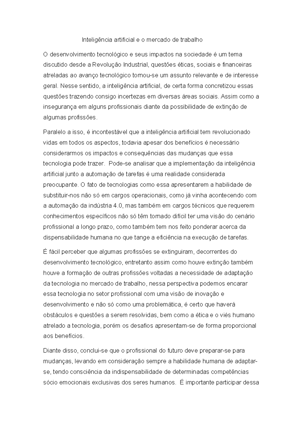 Inteligência artificial e o mercado de trabalho - Inteligência ...