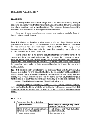 Unit 2 - ethics - ERIKA RUTH R. LABIS Unit 2: Developing the Courage ...