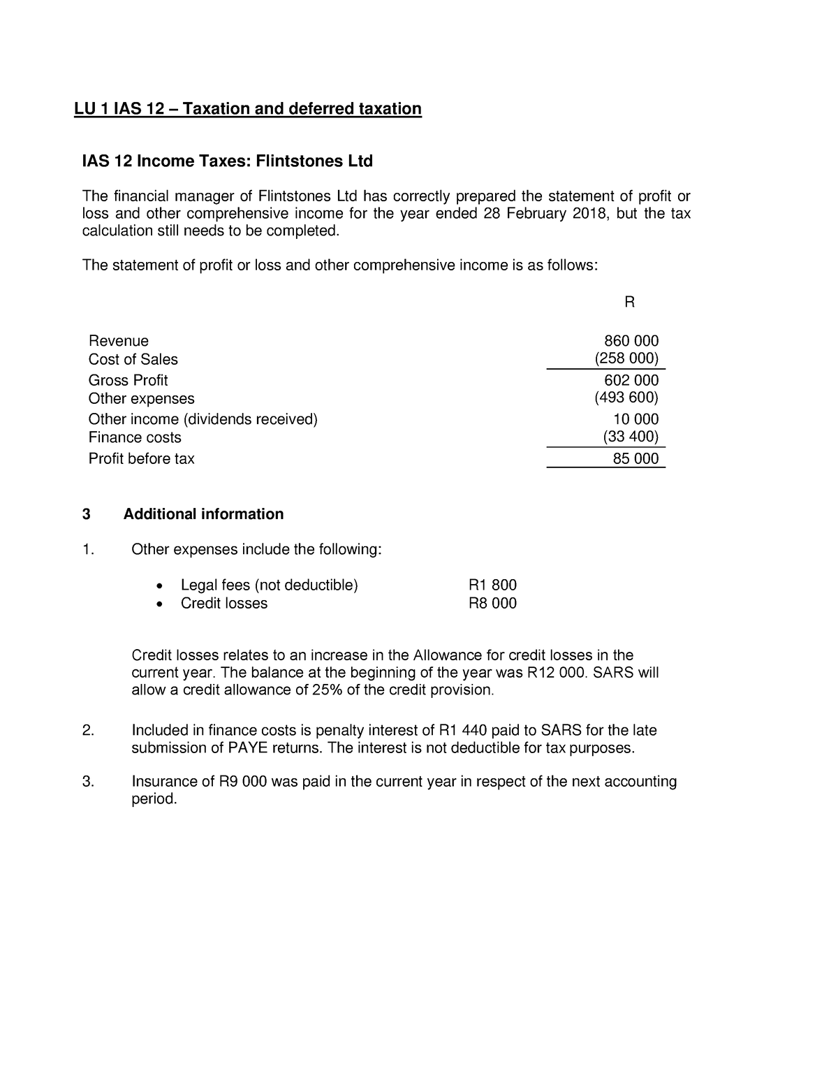 ACBP7321 2023 IAS 12 INCOME TAXES QUESTIONS - LU 1 IAS 12 – Taxation ...