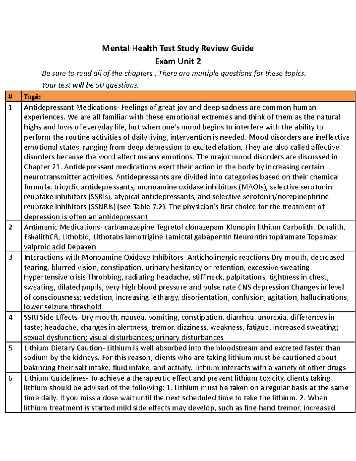 Mental Health Test Study Guide Unit 2 2023 Revised Mental Health Test Study Review Guide Exam