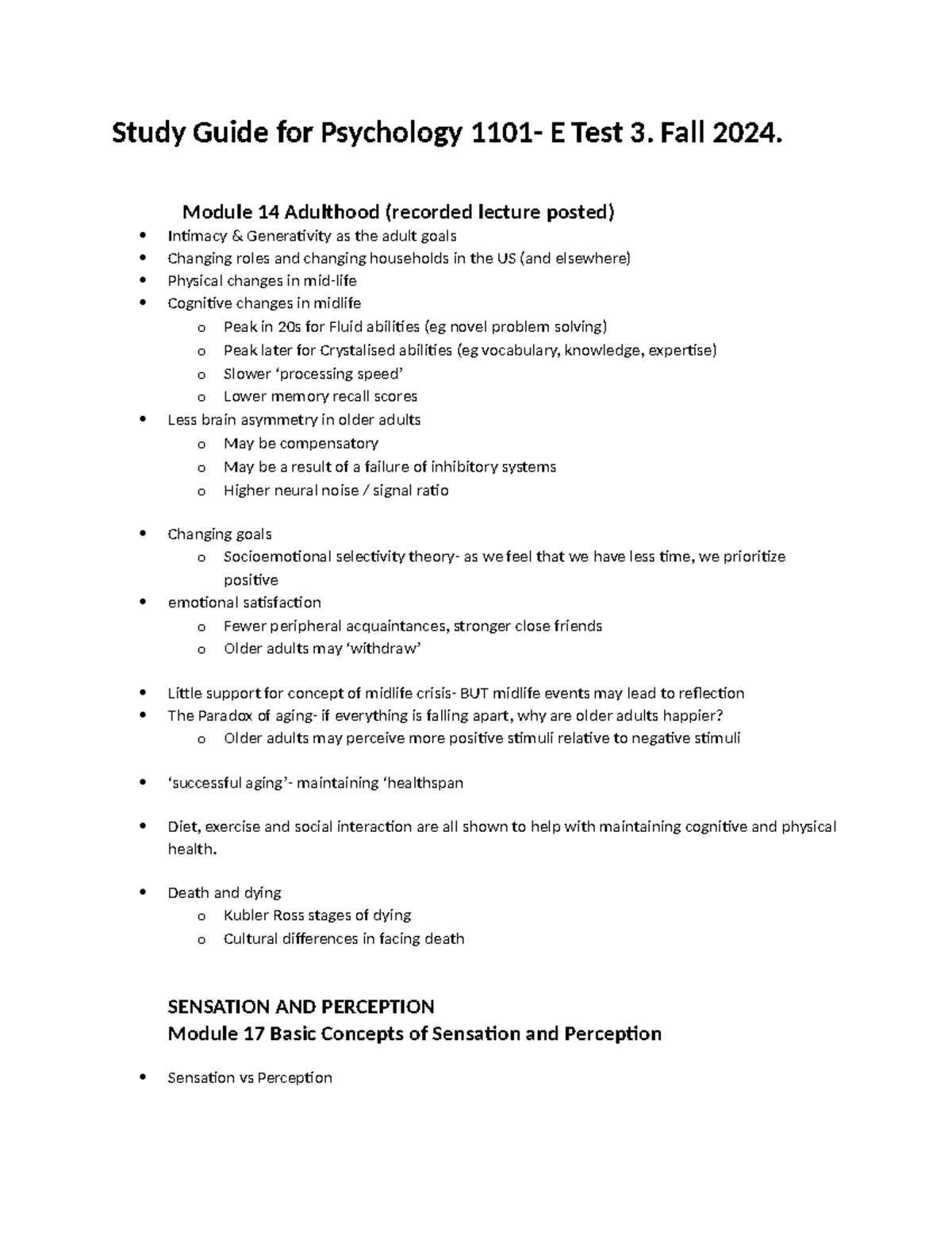 Study Guide For Test 3 Fall 2024 Psyc 1101 Tagged Study Guide For