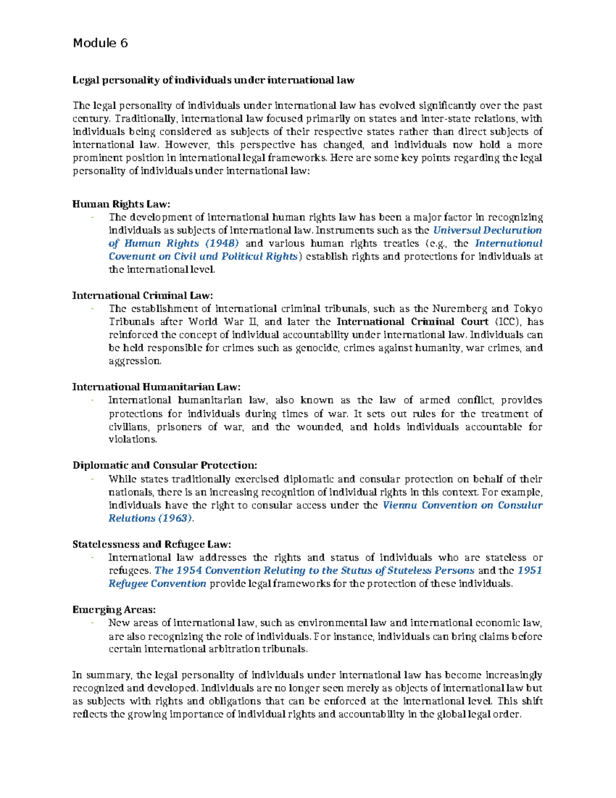 Legal personality of individuals under international law ...