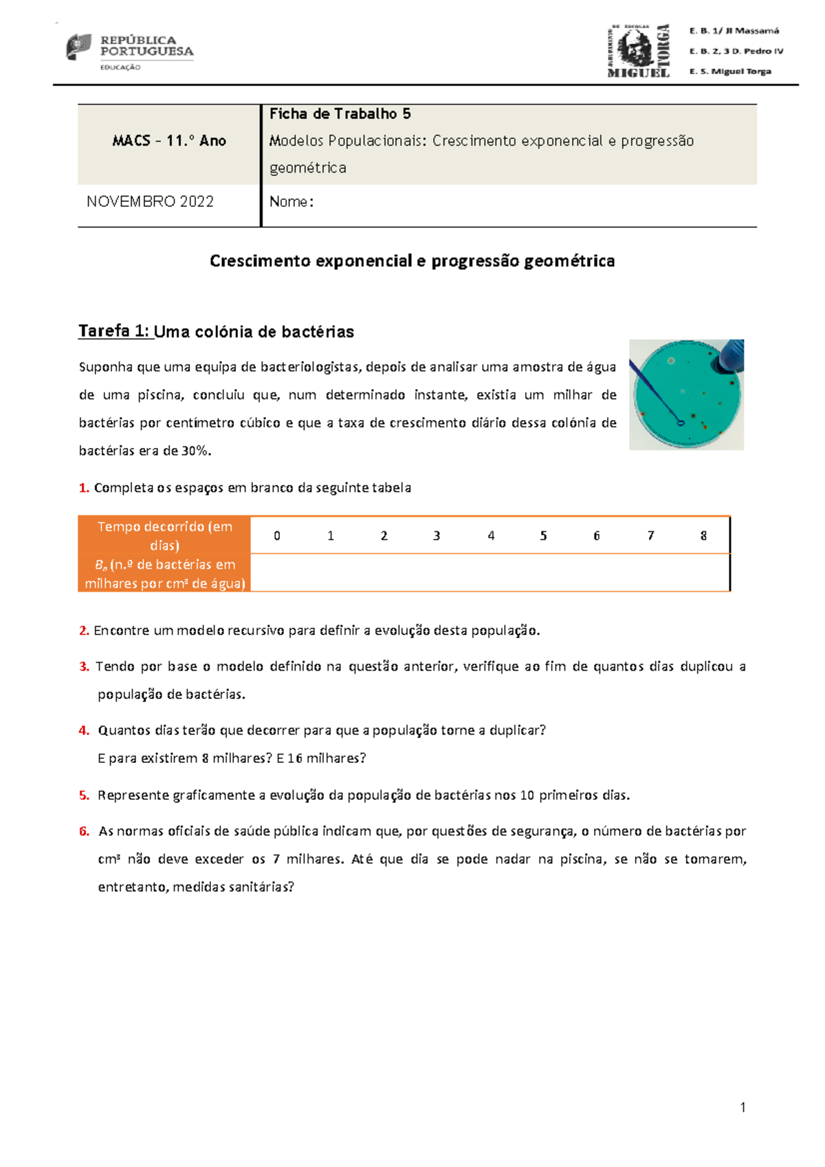 Progressao Geometrica 11ano Macs 1 MACS 11 Ano Ficha De Trabalho 
