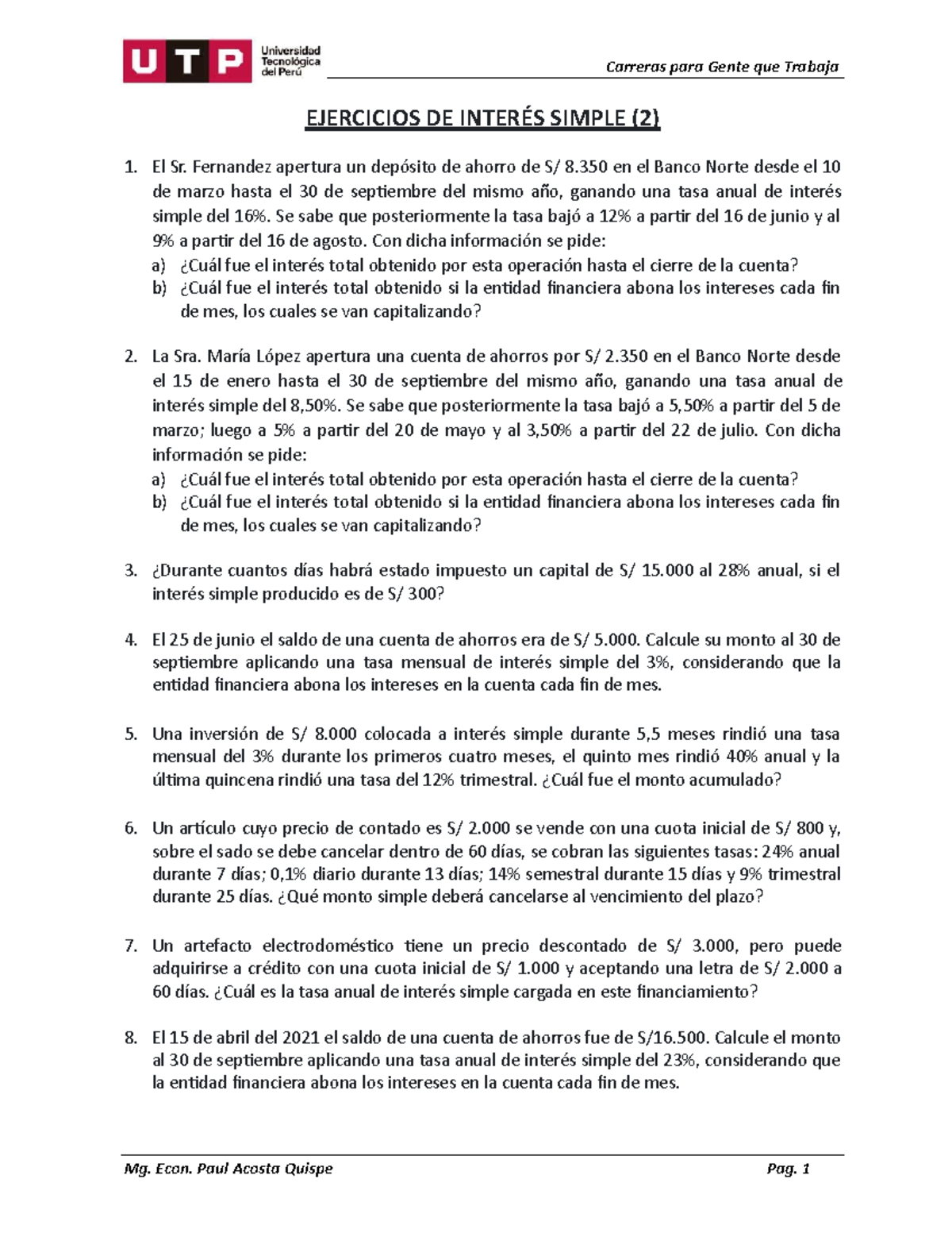 Semana 03 - Ejercicios de interes simple 02 - Carreras para Gente que ...