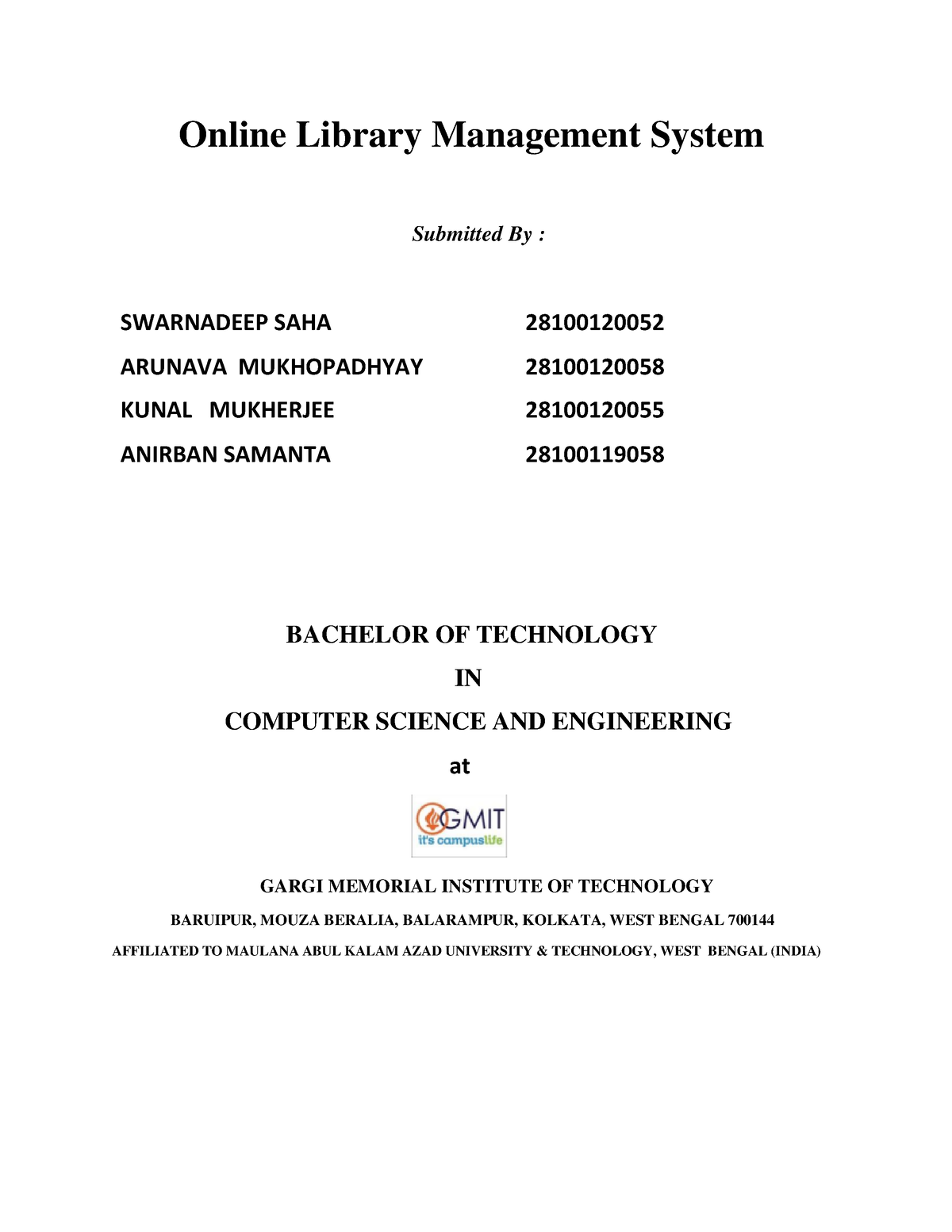 Final Year B Tech Project (kunal 2) - Online Library Management System ...