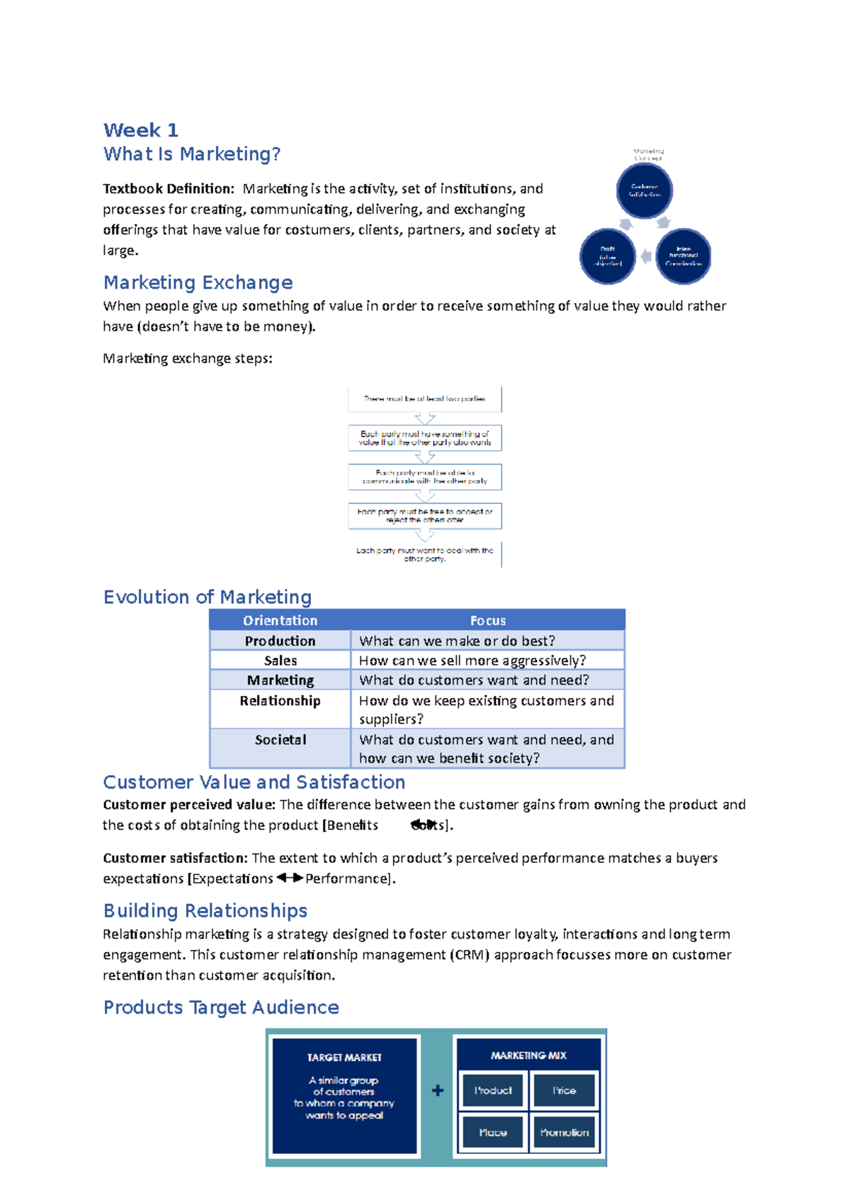 Lecture Notes - Summary Introduction to Marketing I - Week 1 What Is ...